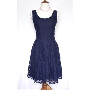 J. Crew Navy Swirling Lace Dress